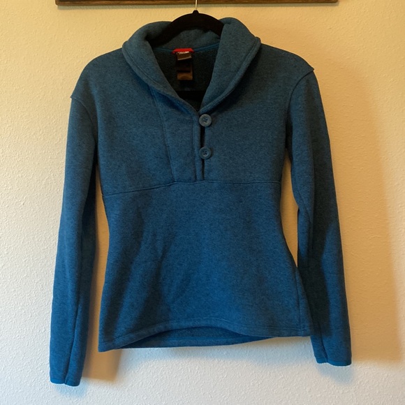 North Face Women’s 1/2 Button Sweater Pullover- size XS great Teal color - Picture 1 of 6